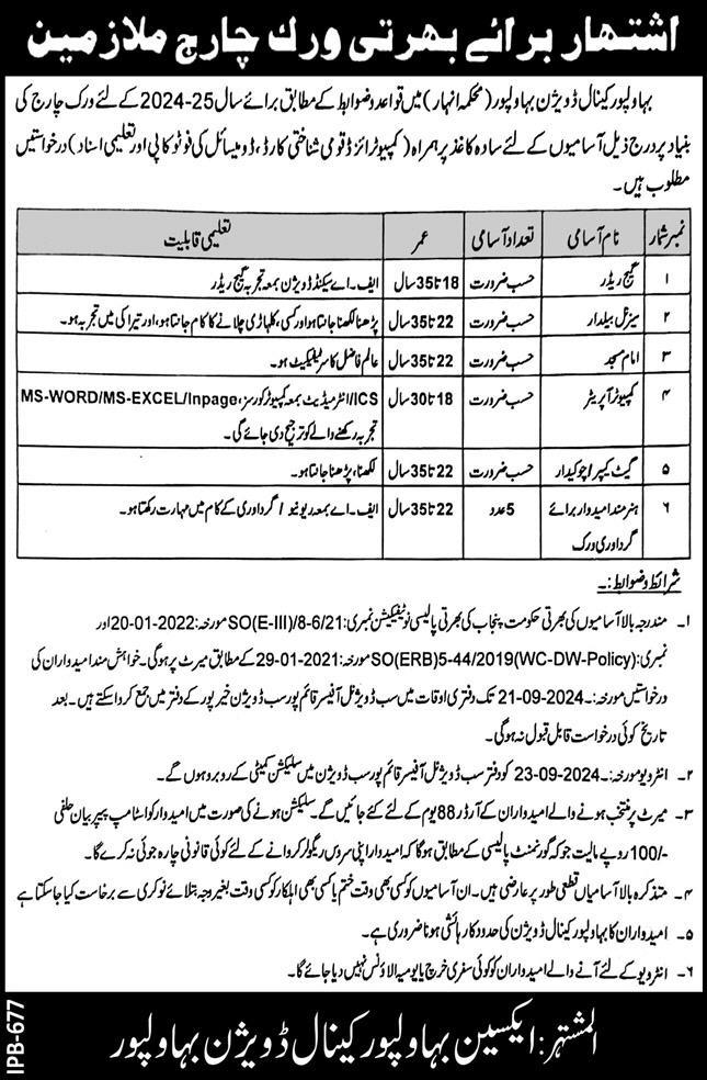 Irrigation Department latest Punjab Jobs 2024 Advertisement