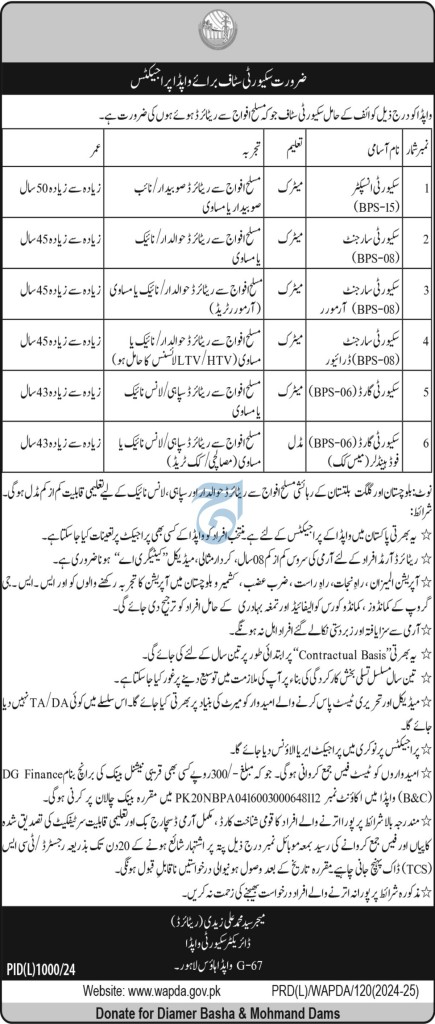 WAPDA Security Staff Jobs Advertisement