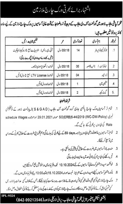 Irrigation Department Latest Punjab Jobs 2024 Advertisement